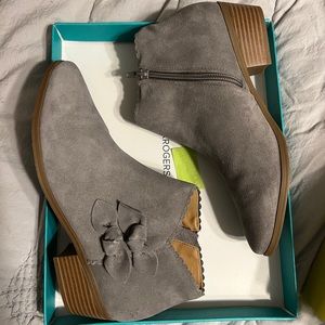 Grey suede booties